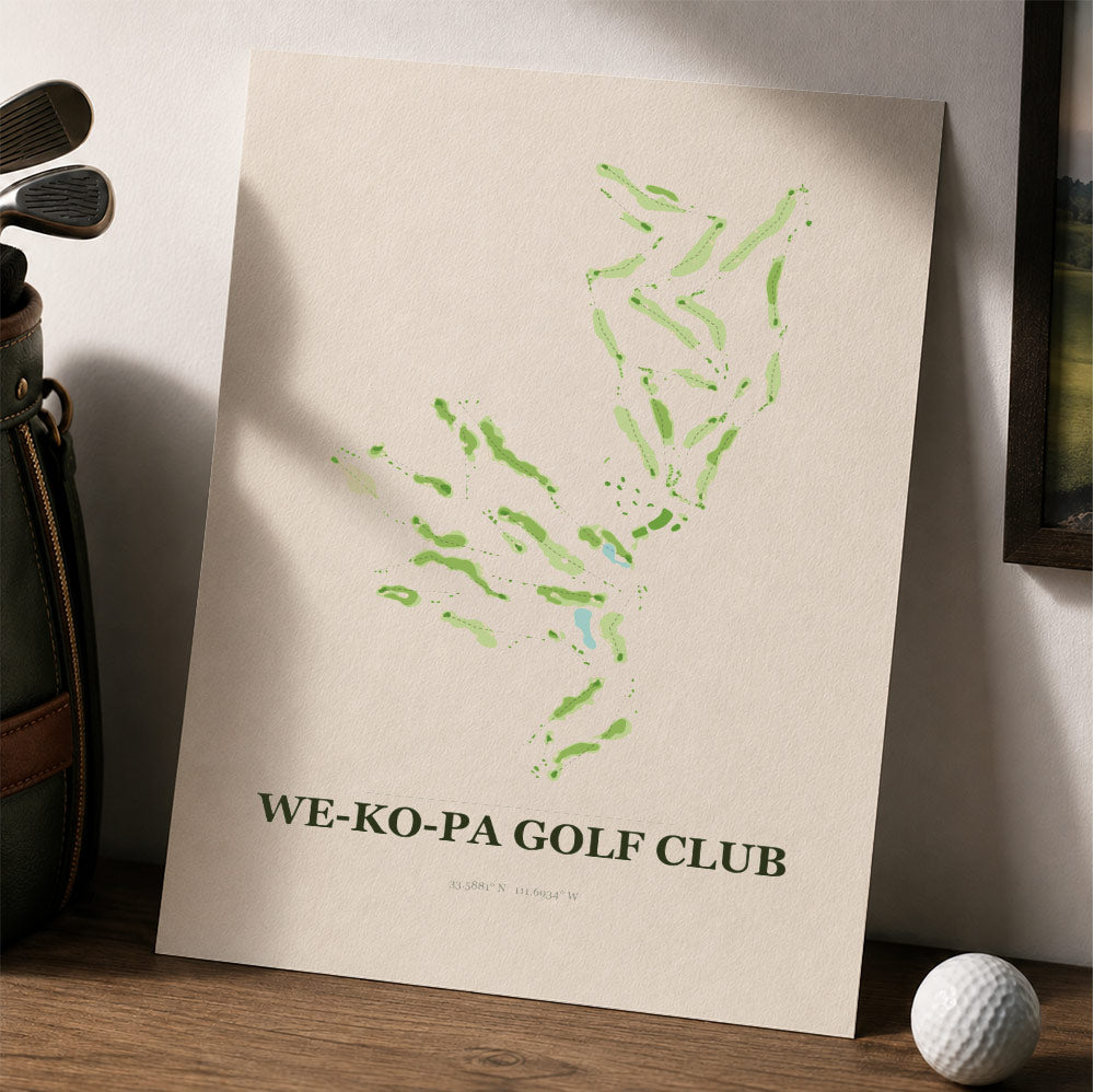 We Ko Pa Golf Course Map Print Poster | Arizona USA Golf Wall Art