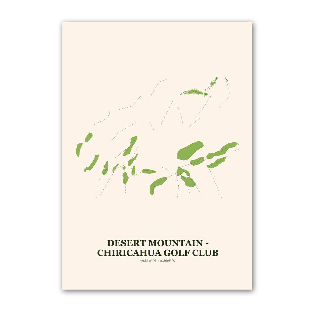 Desert Mountain - Chiricahua golf course map print poster, Arizona USA golf wall art