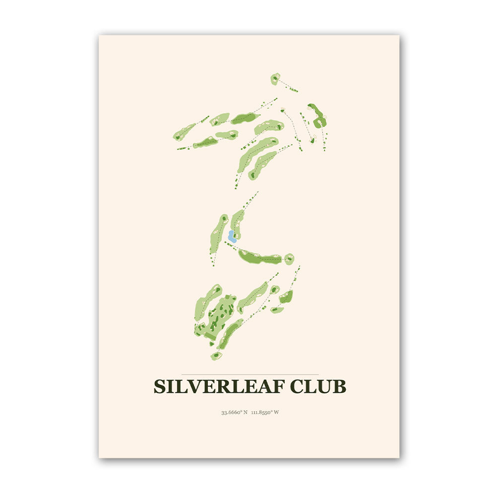 Silverleaf Club golf course map print poster, Arizona USA golf wall art