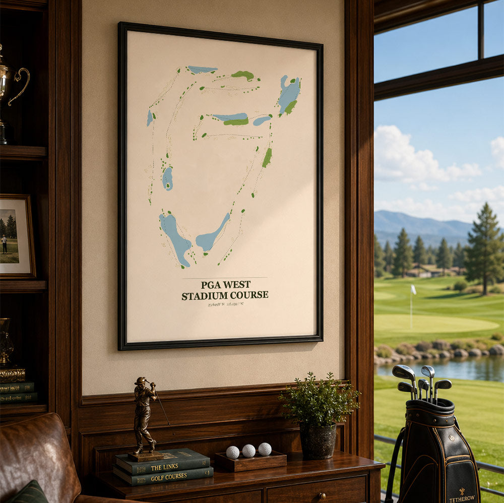 PGA West Stadium Golf Course Map Print Poster | California USA Golf Wall Art
