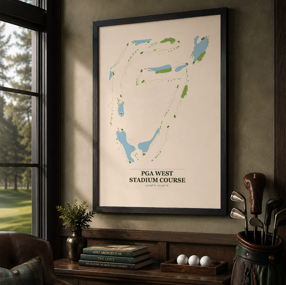 PGA West Stadium Golf Course Map Print Poster | California USA Golf Wall Art