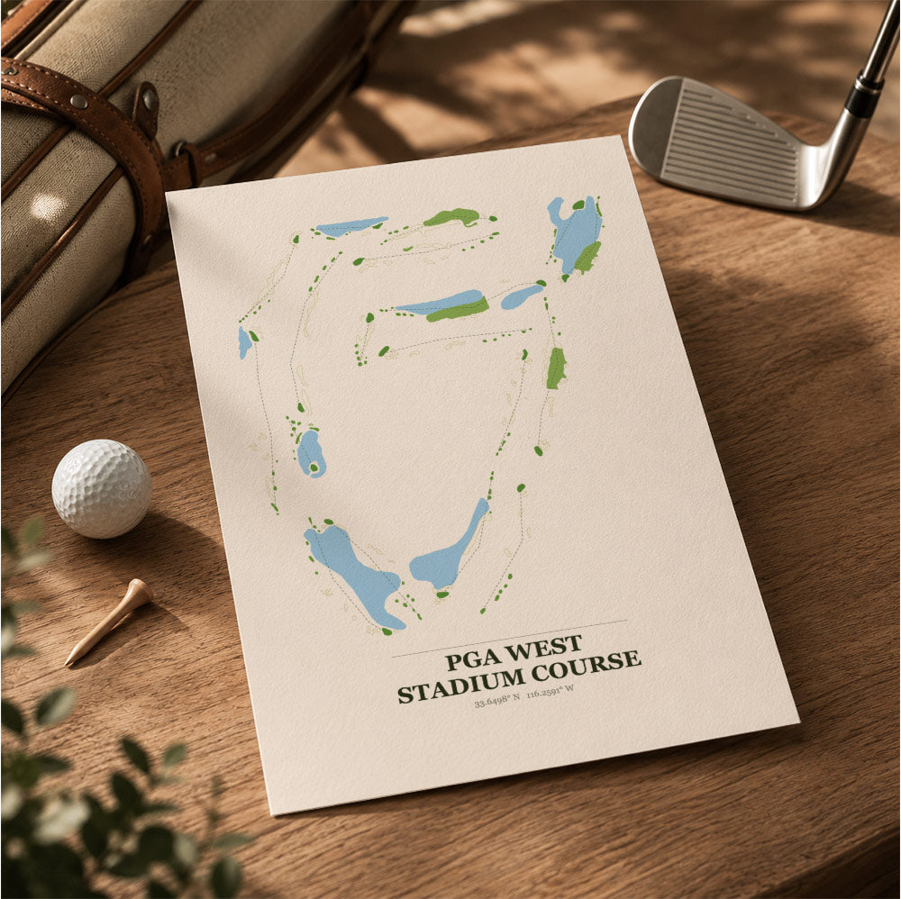 PGA West Stadium Golf Course Map Print Poster | California USA Golf Wall Art