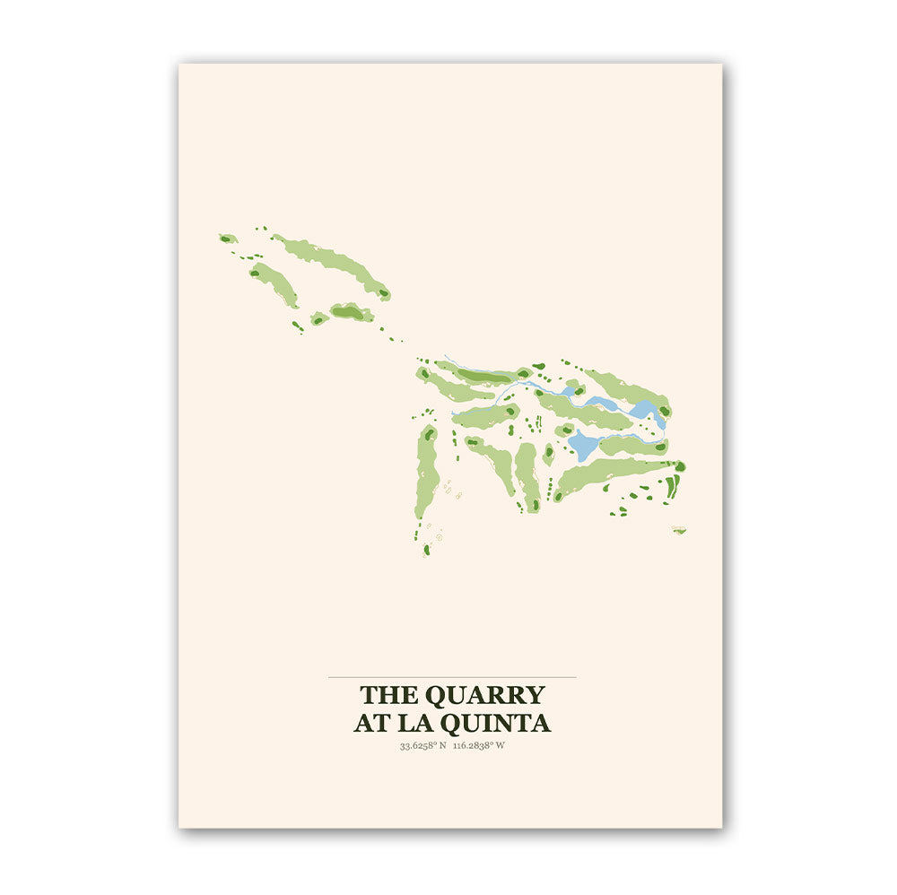 The Quarry at La Quinta golf course map print poster, California USA golf wall art