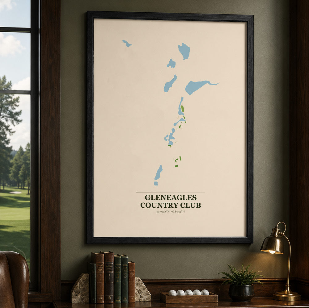 Gleneagles Country Club Golf Course Map Print Poster | Texas USA Golf Wall Art