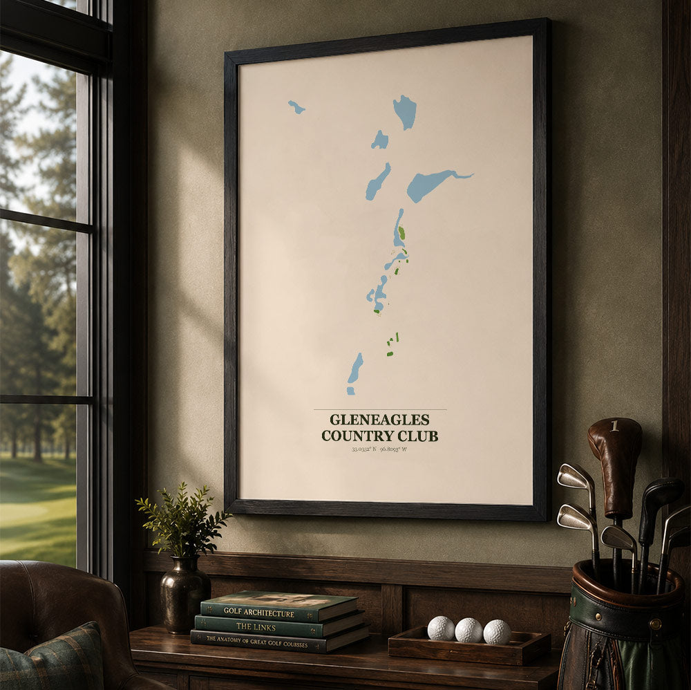 Gleneagles Country Club Golf Course Map Print Poster | Texas USA Golf Wall Art