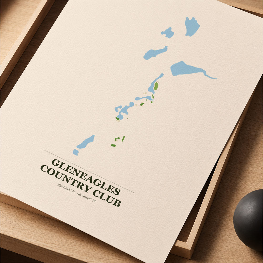 Gleneagles Country Club Golf Course Map Print Poster | Texas USA Golf Wall Art