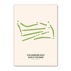 Chambers Bay golf course map print poster, Washington USA golf wall art