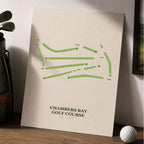 Chambers Bay Golf Course Map Print Poster | Washington USA Golf Wall Art