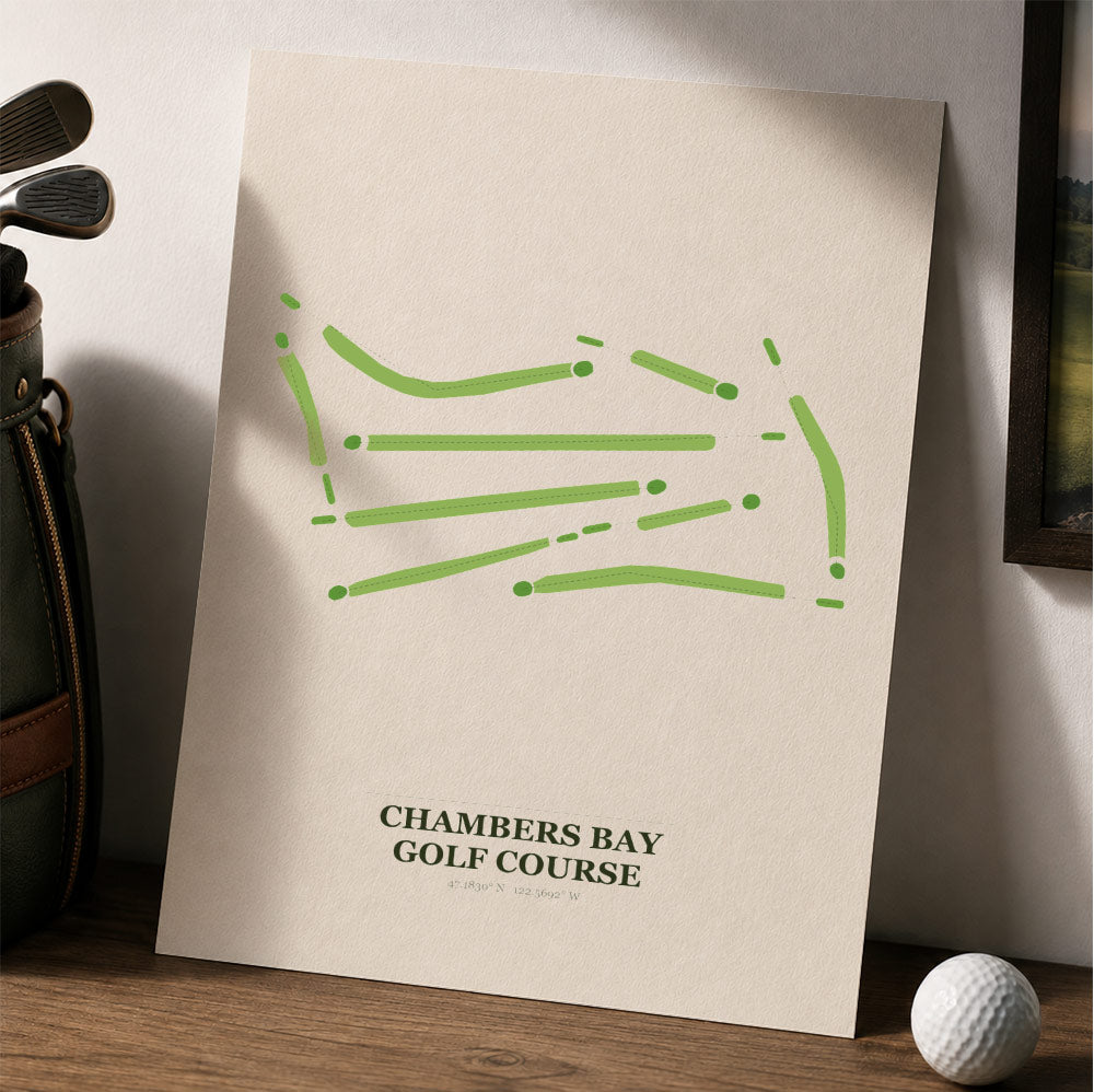 Chambers Bay Golf Course Map Print Poster | Washington USA Golf Wall Art