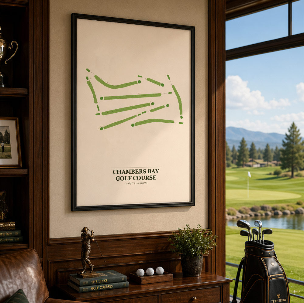 Chambers Bay Golf Course Map Print Poster | Washington USA Golf Wall Art