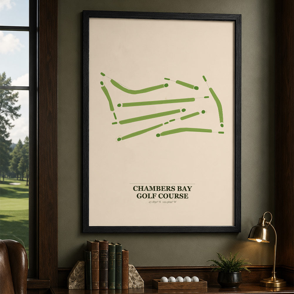 Chambers Bay Golf Course Map Print Poster | Washington USA Golf Wall Art