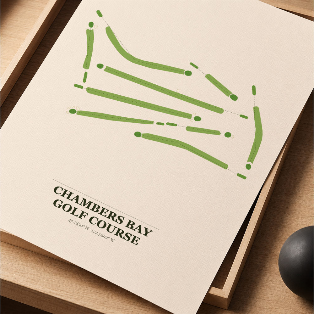 Chambers Bay Golf Course Map Print Poster | Washington USA Golf Wall Art