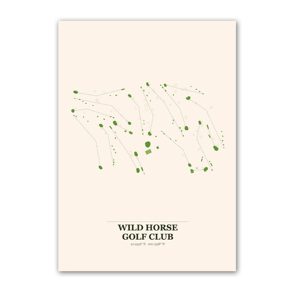 Wild Horse golf course map print poster, Nebraska USA golf wall art