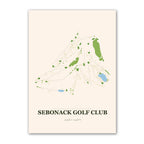 Sebonack golf course map print poster, New York USA golf wall art