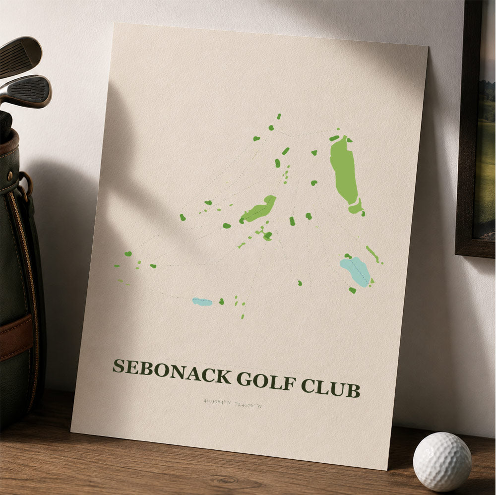 Sebonack Golf Course Map Print Poster | New York USA Golf Wall Art