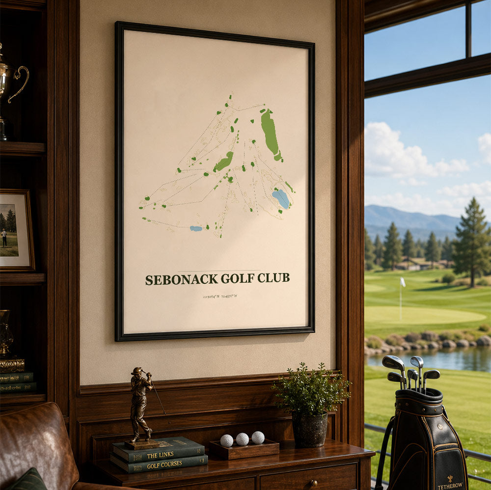 Sebonack Golf Course Map Print Poster | New York USA Golf Wall Art