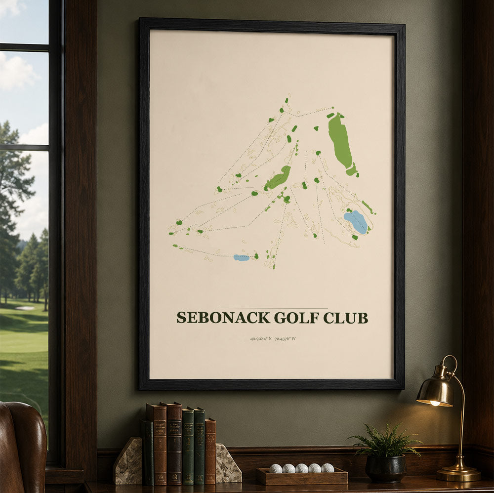 Sebonack Golf Course Map Print Poster | New York USA Golf Wall Art