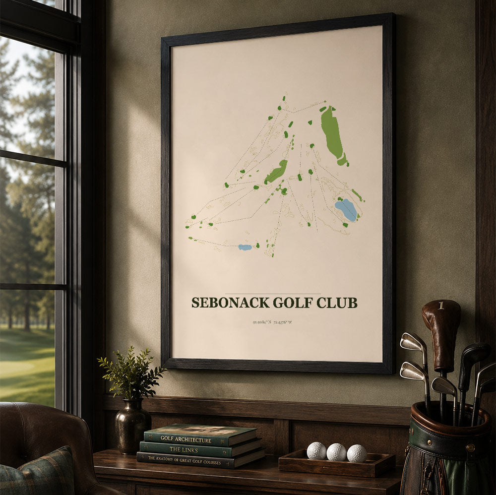 Sebonack Golf Course Map Print Poster | New York USA Golf Wall Art