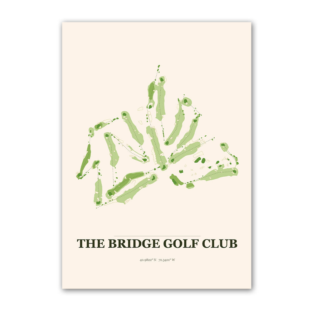 The Bridge golf course map print poster, New Jersey USA golf wall art
