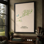 Colonial Country Club Golf Course Map Print Poster | Texas USA Golf Wall Art