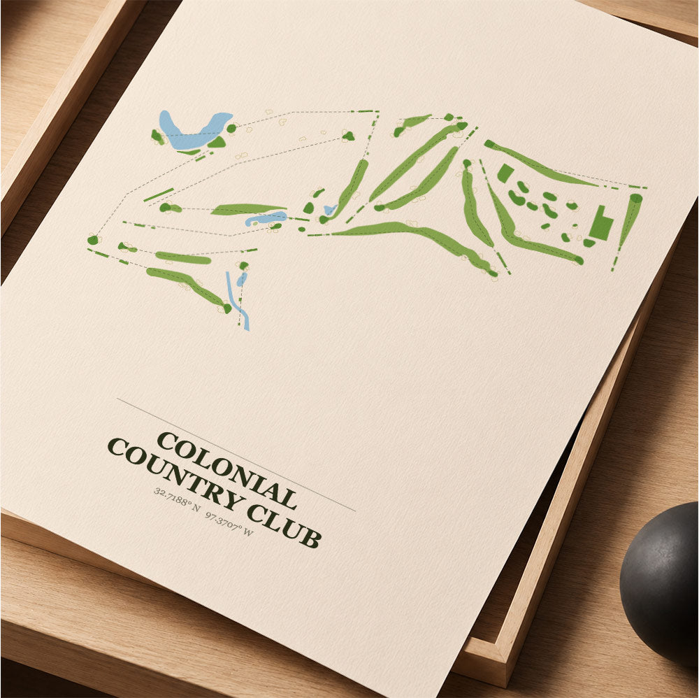Colonial Country Club Golf Course Map Print Poster | Texas USA Golf Wall Art
