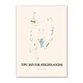 TPC River Highlands golf course map print poster, Connecticut USA golf wall art