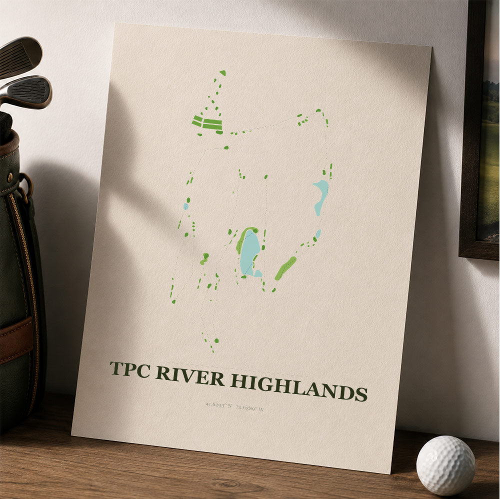 TPC River Highlands Golf Course Map Print Poster | Connecticut USA Golf Wall Art