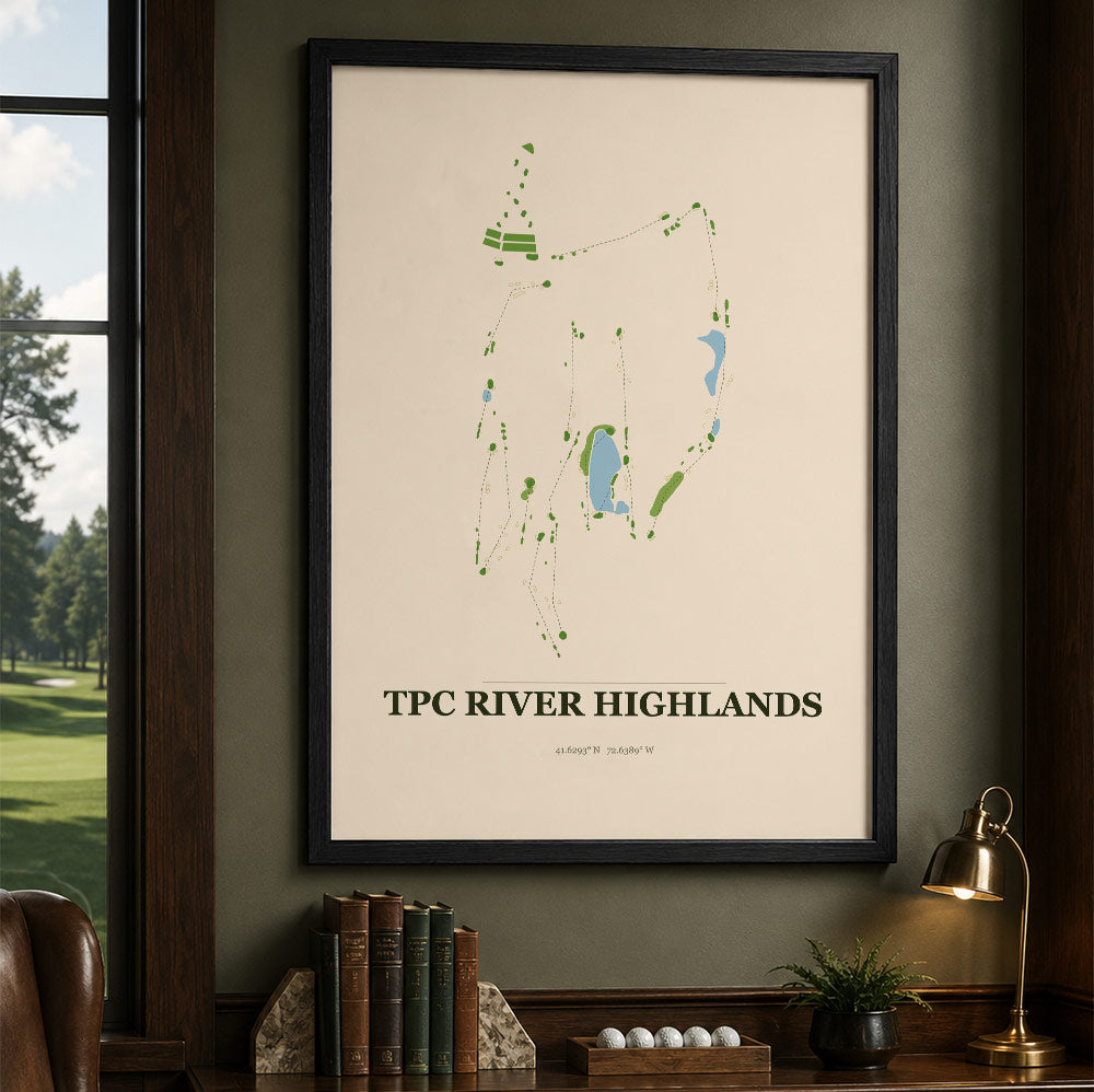 TPC River Highlands Golf Course Map Print Poster | Connecticut USA Golf Wall Art
