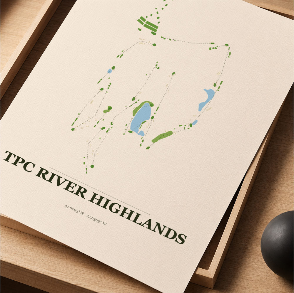 TPC River Highlands Golf Course Map Print Poster | Connecticut USA Golf Wall Art