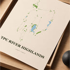 TPC River Highlands Golf Course Map Print Poster | Connecticut USA Golf Wall Art