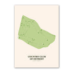 Country Club Of Detroit golf course map print poster, Michigan USA golf wall art
