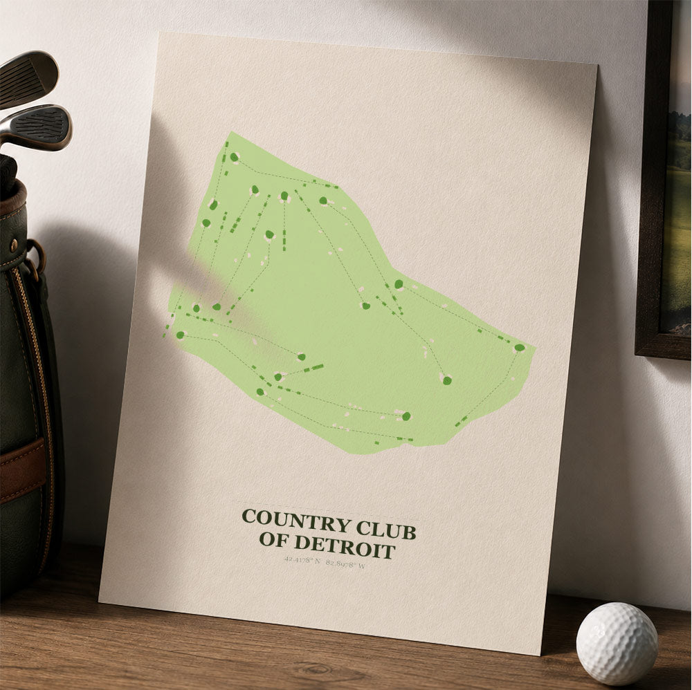 Country Club Of Detroit Golf Course Map Print Poster | Michigan USA Golf Wall Art