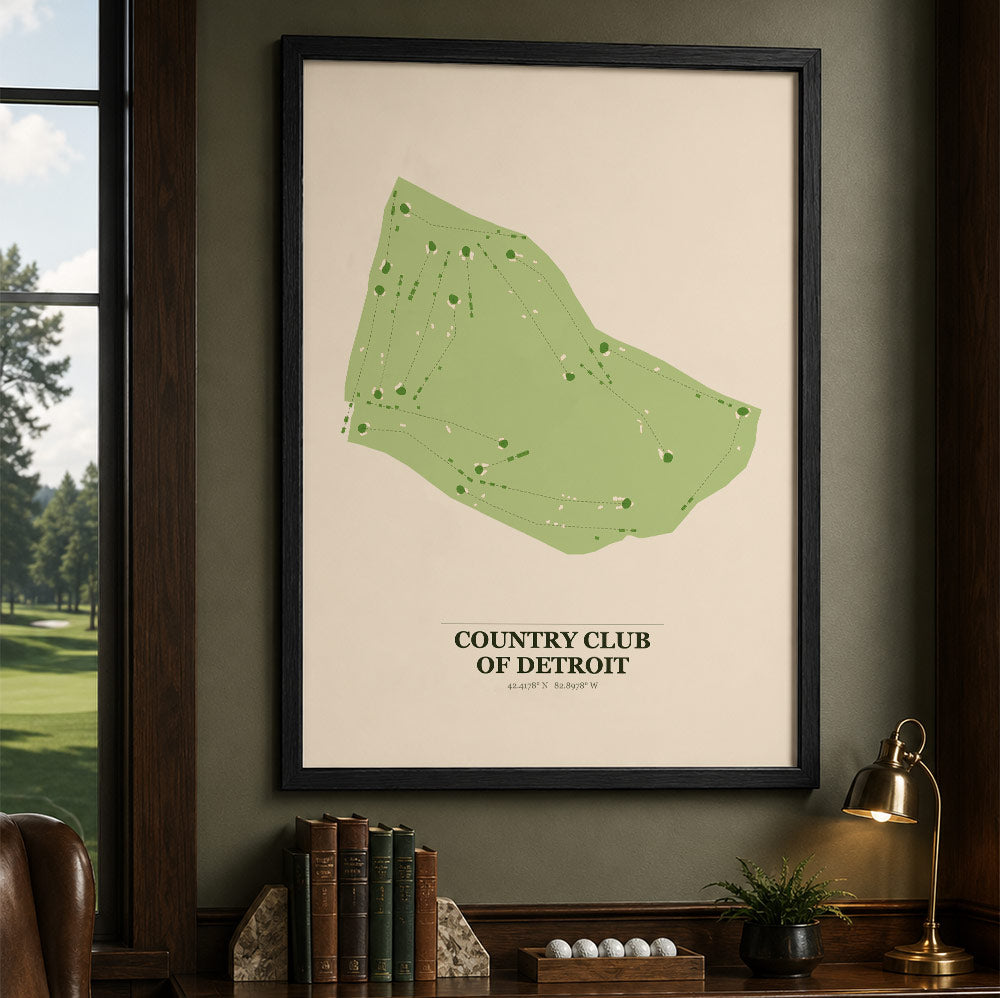 Country Club Of Detroit Golf Course Map Print Poster | Michigan USA Golf Wall Art