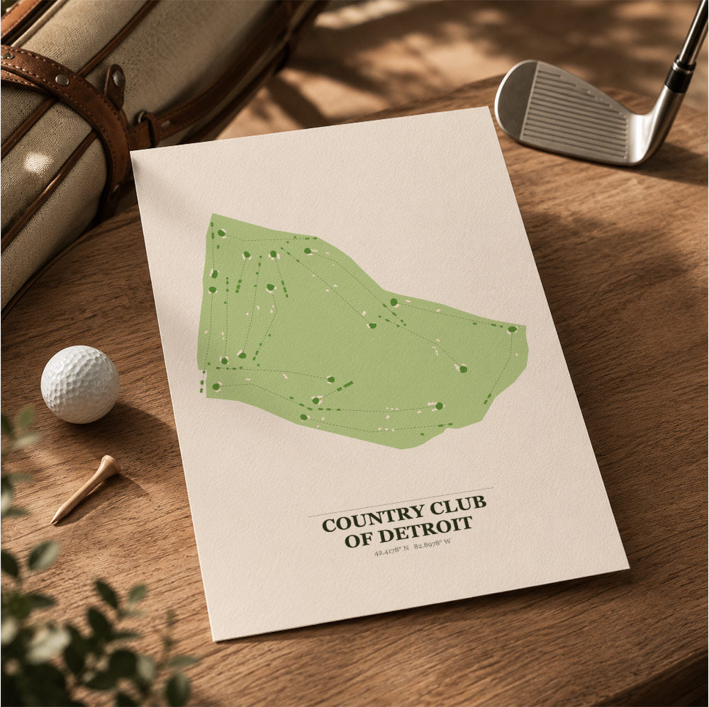 Country Club Of Detroit Golf Course Map Print Poster | Michigan USA Golf Wall Art