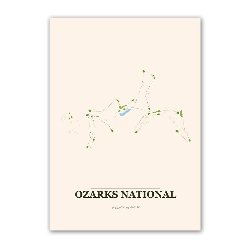 Ozarks National golf course map print poster, Missouri USA golf wall art