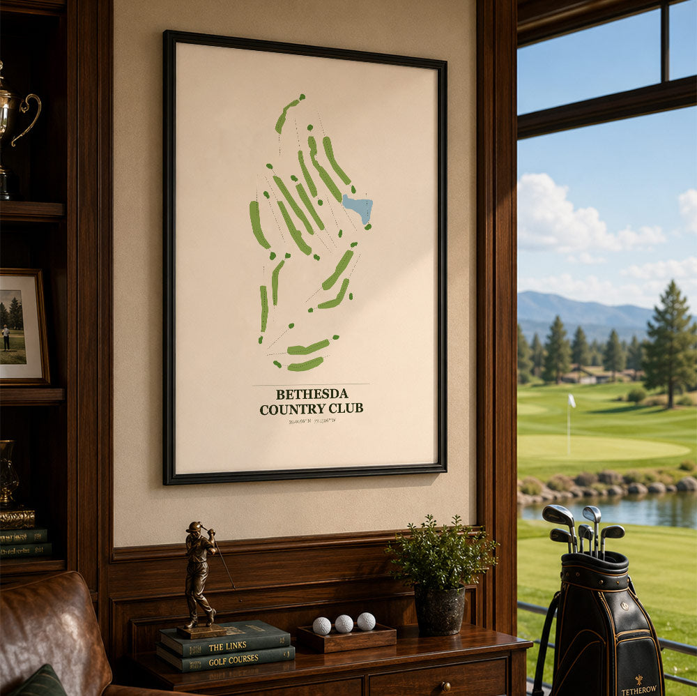 Bethesda Country Club Golf Course Map Print Poster | Maryland USA Golf Wall Art