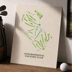 Congressional Country Club Golf Course Map Print Poster | Maryland USA Golf Wall Art