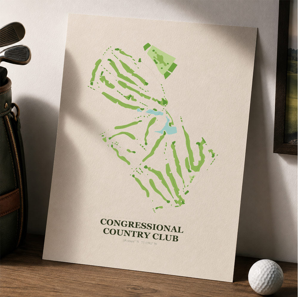 Congressional Country Club Golf Course Map Print Poster | Maryland USA Golf Wall Art
