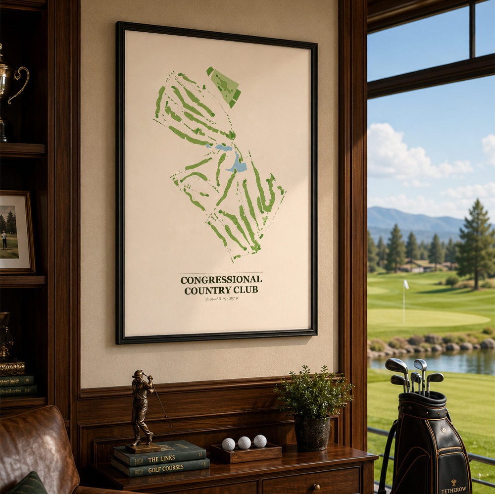 Congressional Country Club Golf Course Map Print Poster | Maryland USA Golf Wall Art