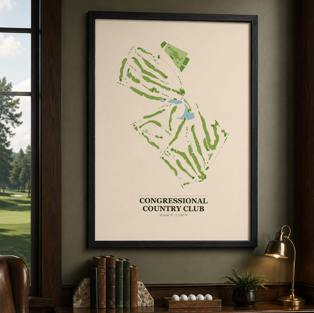 Congressional Country Club Golf Course Map Print Poster | Maryland USA Golf Wall Art