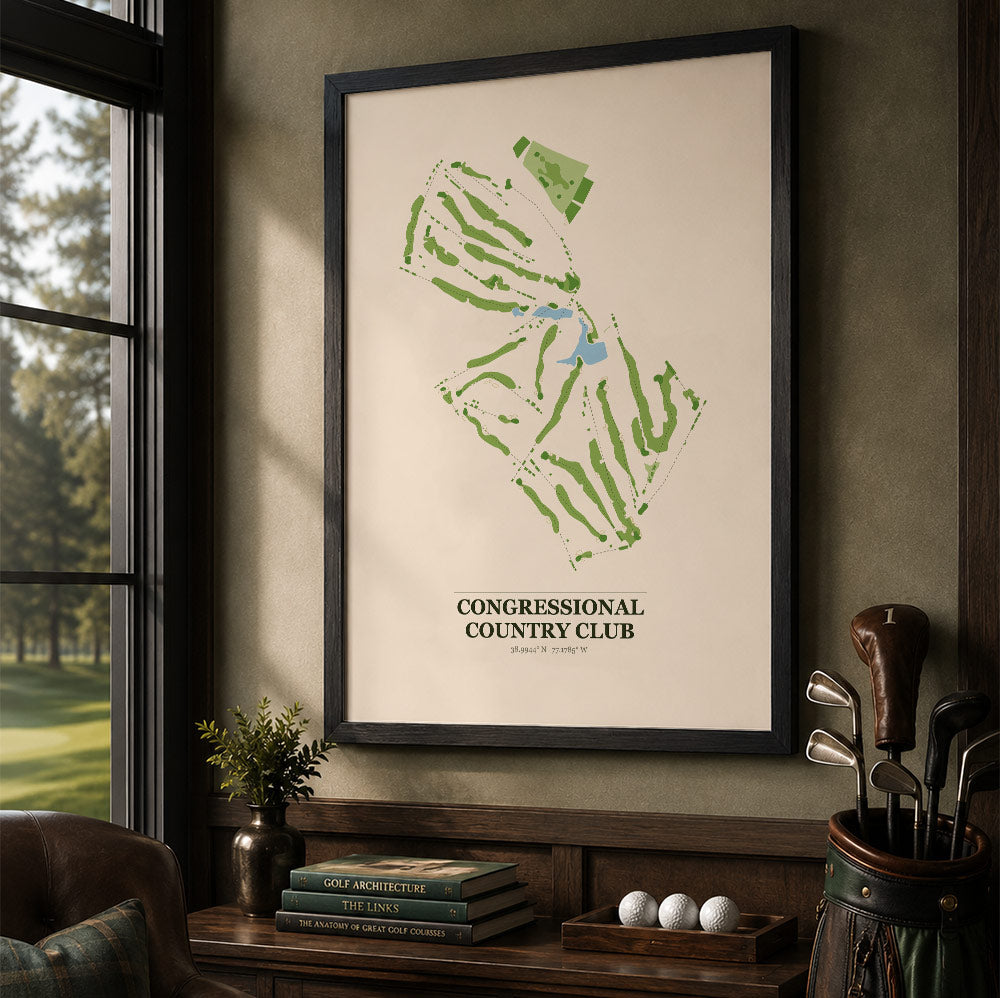 Congressional Country Club Golf Course Map Print Poster | Maryland USA Golf Wall Art
