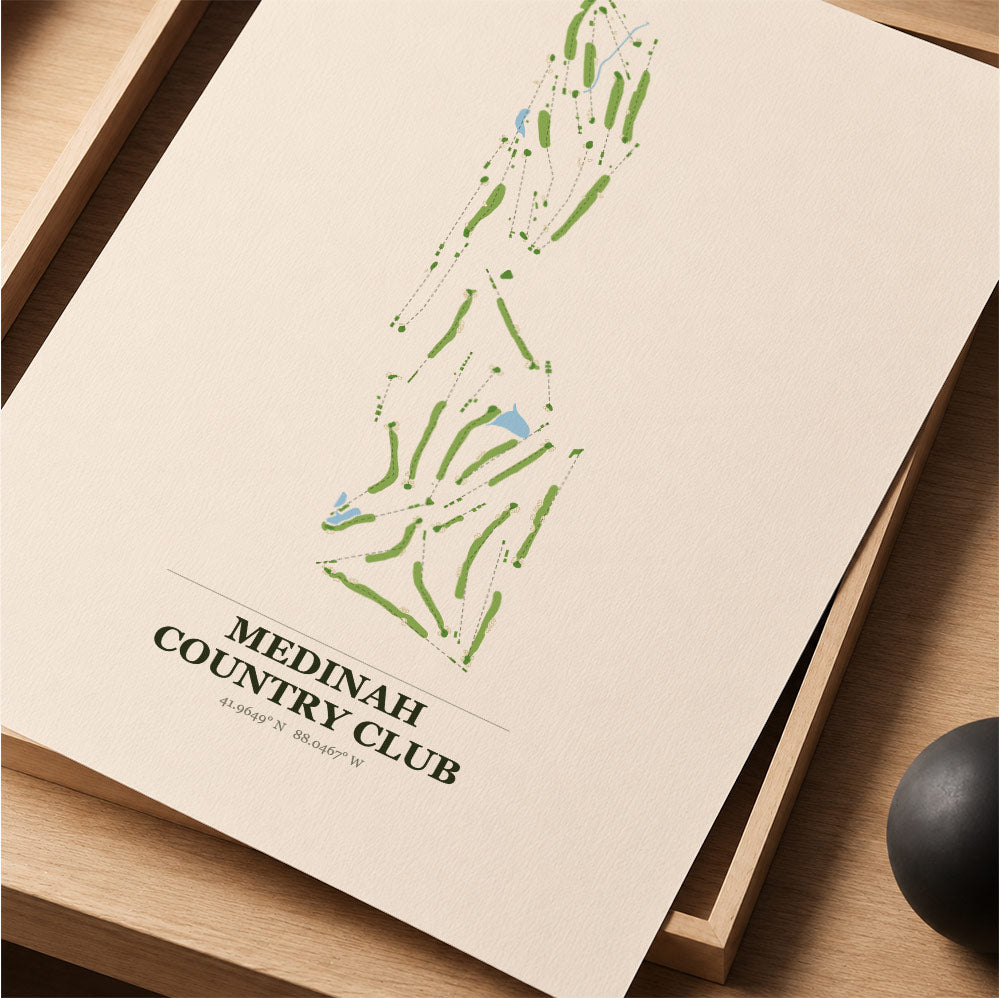 Medinah Country Club Golf Course Map Print Poster | Illinois USA Golf Wall Art