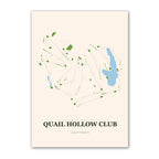 Quail Hollow Club golf course map print poster, North Carolina USA golf wall art