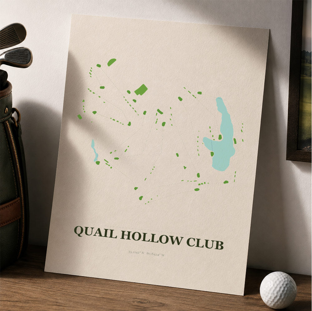 Quail Hollow Club Golf Course Map Print Poster | North Carolina USA Golf Wall Art