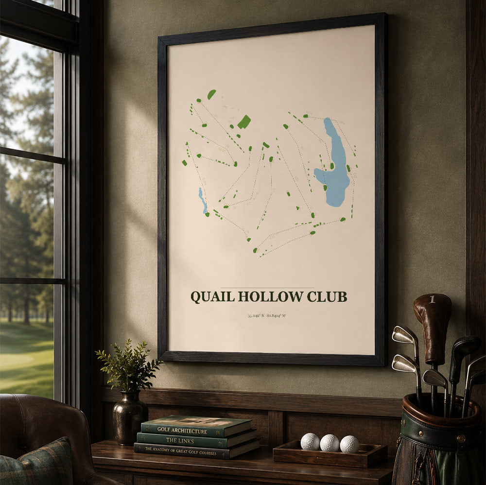 Quail Hollow Club Golf Course Map Print Poster | North Carolina USA Golf Wall Art