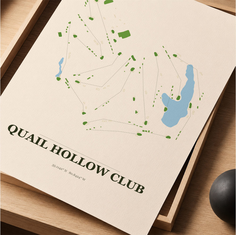 Quail Hollow Club Golf Course Map Print Poster | North Carolina USA Golf Wall Art