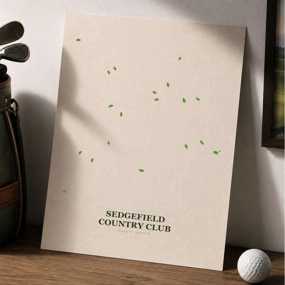Sedgefield Country Club Golf Course Map Print Poster | North Carolina USA Golf Wall Art