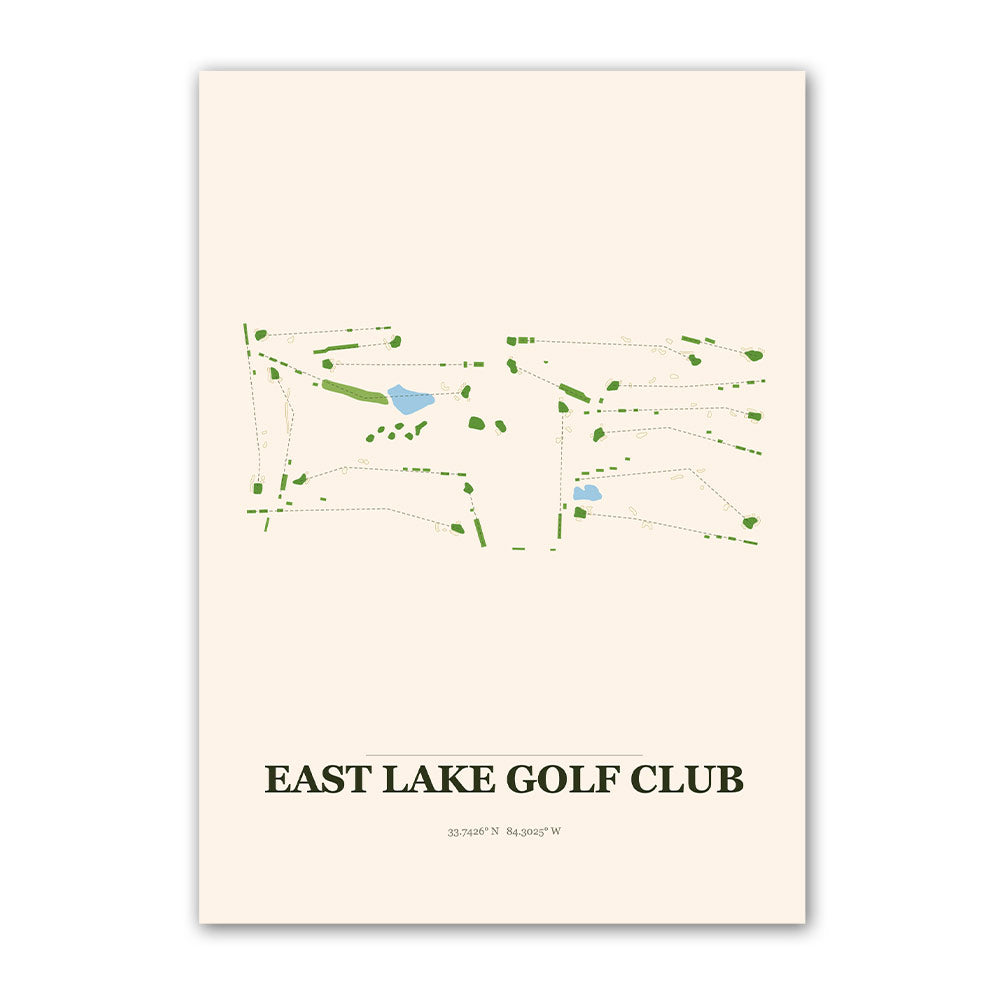 East Lake golf course map print poster, British Columbia Canada golf wall art