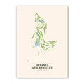 Atlanta Athletic Club golf course map print poster, Georgia USA golf wall art