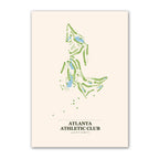Atlanta Athletic Club golf course map print poster, Georgia USA golf wall art